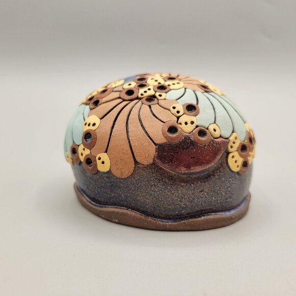 Claudia Fish Trinket Box Pottery Textured Lift Off Lid Multicolor - Picture 1 of 9